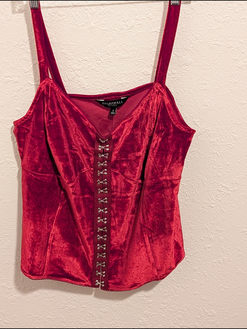 torrid Red Velvet Hook-and-Eye Corset Camisole